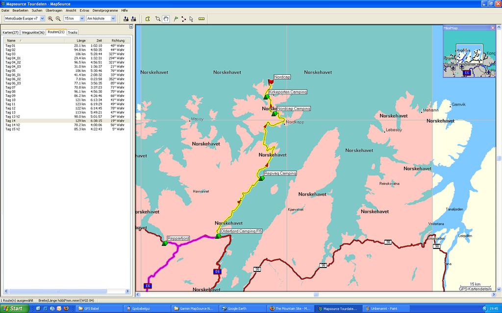 Tag 15 18.07.2009 Heute ist es also soweit, das Ziel ist nah. Entlang des Porsangerfjord geht es dem Ziel entgegen.