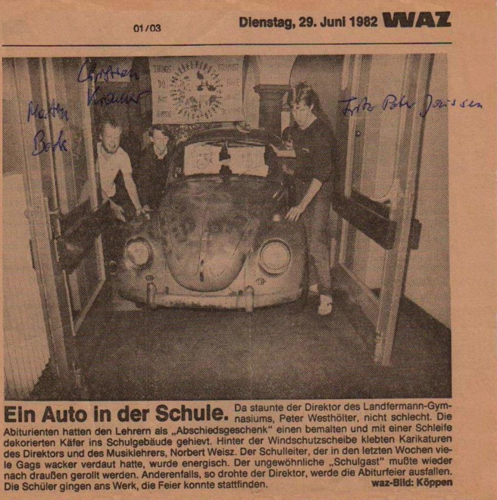 LfG nostalgisch Abigag 1982 Das fand Bodo Westhölter gar nicht lustig.