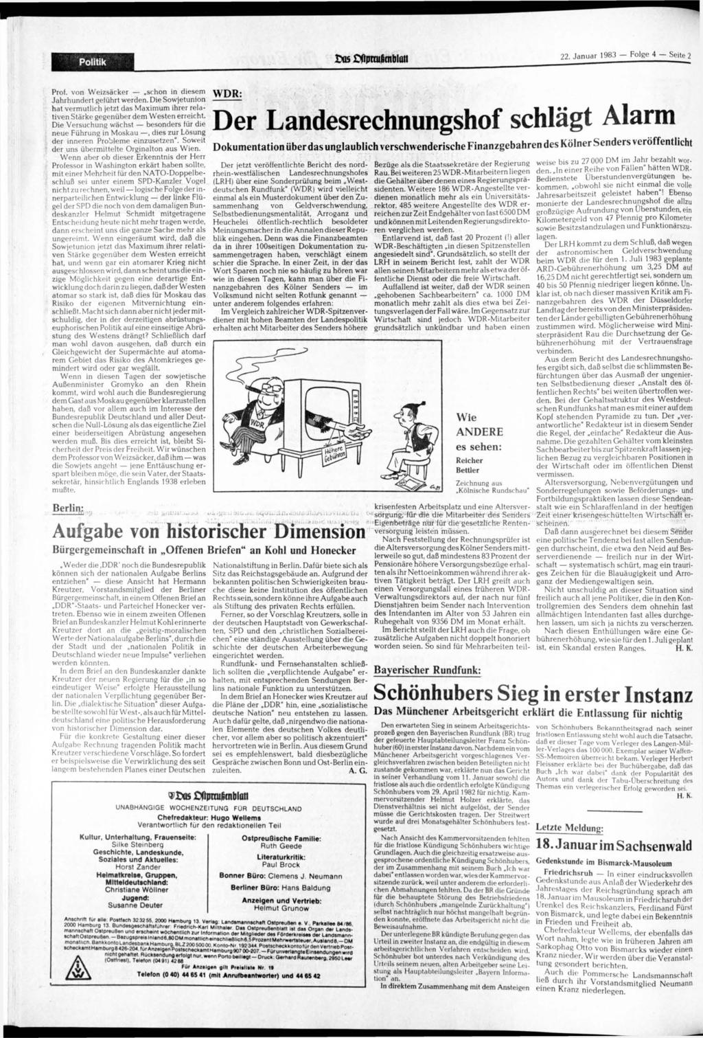 Politik tti5 ftpnu0mblati 22. 1983 Folge 4 Seite 2 Prof. von Weizsäcker schon in diesem Jahrhundert geführt werden.