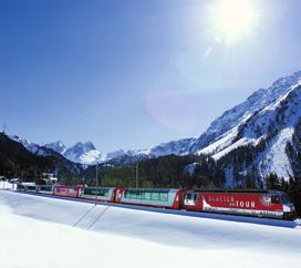 Eingeschlossene Leistungen. 1. Tag: Anreise mit den öffentlichen Verkehrsmitteln in 2. Klasse von Ihrem Wohnort in der Schweiz nach Brig. Fahrt im Glacier Express im Panoramawagen 2. Klasse inkl.