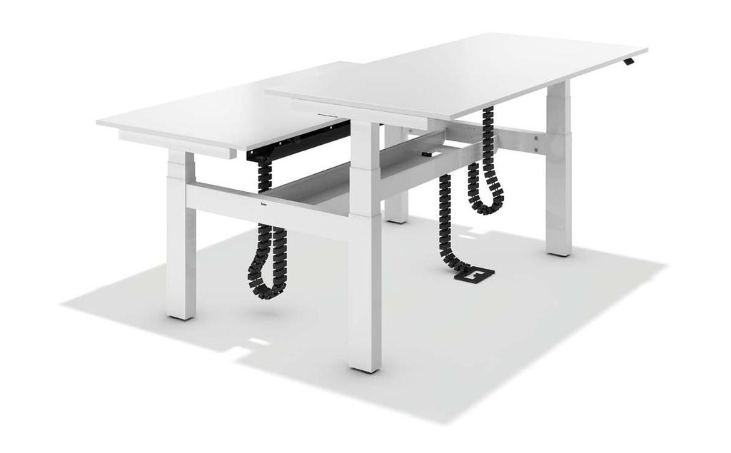 TWIN TABLE Die neue Doppelarbeitsplatz-Lösung von Bene ist auf optimale Ergonomie mit noch mehr Beinfreiheit ausgelegt.