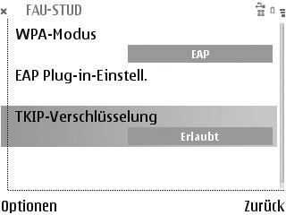 b. www.uni-erlangen.de WPA-Modus: EAP EAP Plug-in-Einstell.