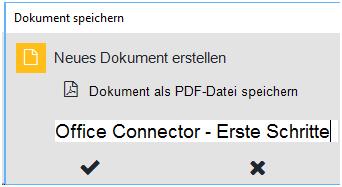 2.2.7 Dokument speichern Wenn Sie auf den Button Dokument speichern klicken und noch kein Dokument dieses Namens in Teamwork vorhanden ist, erscheint folgende Abfrage.