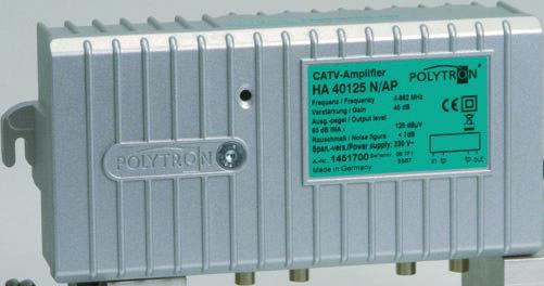 5-862 MHz-Verstärker, 40 db, 125 dbµv steckbare Rückkanalmodule Die HA-Hausanschlussverstärker Serie ist für den Einsatz in Mehrfamilienhäusern und größeren Verteilnetzen ausgelegt.
