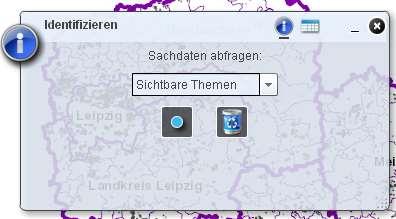 Identifizieren Identifizieren durch Klicken auf einen Punkt in der Karte dient zur Abfrage der Sachdateninformation von mehreren Themen an diesem Punkt.