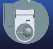 Bei der binokularen Beobachtung im Axial-Modus versetzen Sie das Objektiv per Knopfdruck mittig unter den rechten