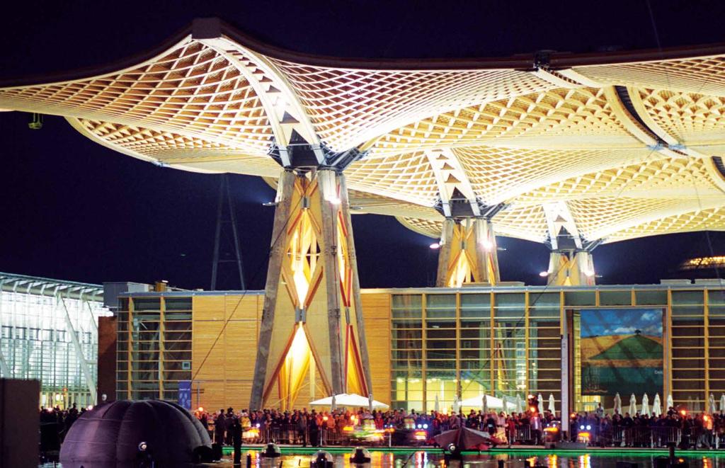46 tagung regjo HAnnover regjo HAnnover tagung 47 Die vier Pavillons und Freiflächen unter der spektakulären Holzkonstruktion des Expo-Dachs definieren einen Ort, der sich für