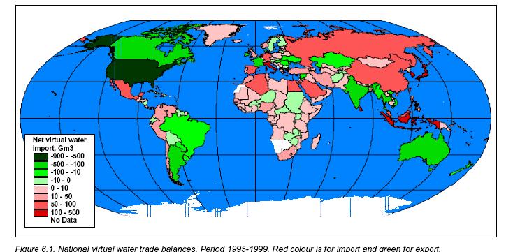 Virtuelle Wasserhandelsbilanz 1995-1999 Nur