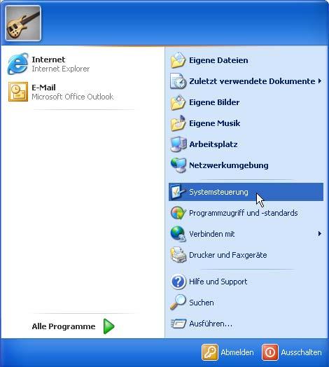 Schritt 1: Klicken Sie unter Windows XP bitte auf "Start > Systemsteuerung, um diese aufzurufen.