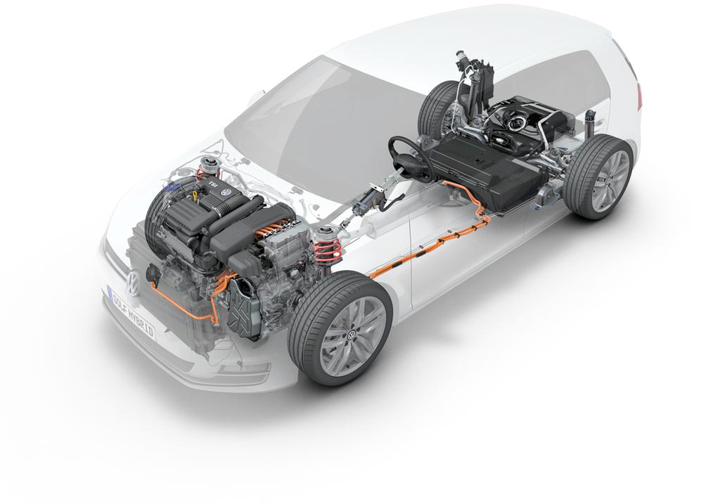 30 Golf GTE Antrieb Tanksystem 1,4l 110 kw TSI Elektromotor mit 75 kw Getriebe: DQ400E System-Drehmoment: 350 Nm -