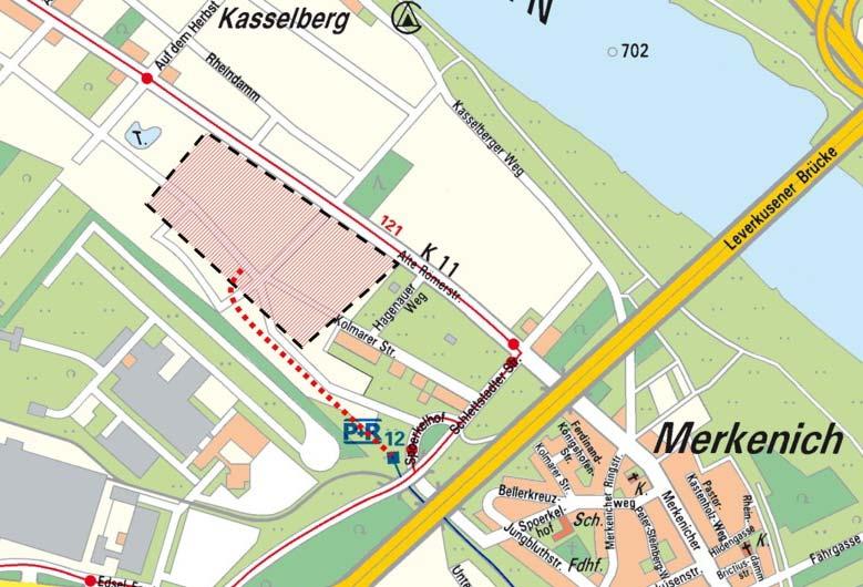 Für die Flächen am Rande des Gewerbegebietes Haus Vorst liegen die gleichen Rahmenbedungen wie für das Gelände Marsdorf bezüglich der Anbindung an das Stadtbahnnetz vor, so dass dieser Standort nicht
