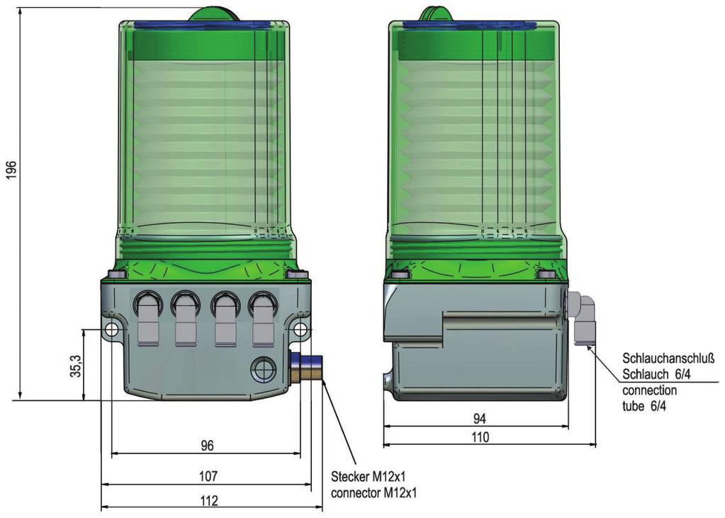 Flexx 400 DLS Flexx 400 DLS kontrollierte Minimalmengenschmierung für Fett automatischer, impulsgesteuerter Nachschmiergeber automatical, puls-driven relubrication unit direkte Steuerung /