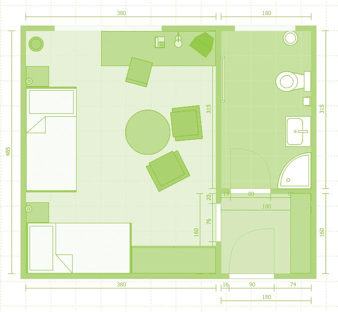 Haus 4 2 EZ 8 ZBZ * Die Zimmer in diesem Haus gliedern sich in Zwei- oder Dreibettzimmern