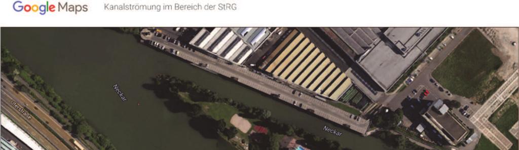 Abbildung 4: Strömungsverlauf im Kraftwerkskanal der Stuttgarter RG Begegnung im Kanal Auch im Seitenkanal gilt das Rechts Fahrgebot.
