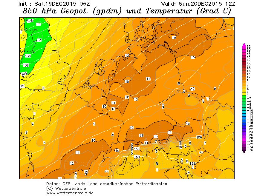 Bild: Temperaturen der Luftmasse in rund 1.500 m am 20. Dezember +15 Grad am Kolomannsberg Der Kolomannsberg oberhalb Thalgau war nicht nur am 20. Dezember das wärmste Platzerl in Salzburg.