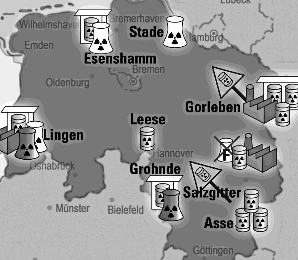 Niedersächsisches Standorte- Treffen, 2 gemeinsame Gespräche mit Atomaufsicht (Minister),Super-Gaul als gem. Logo, gem.