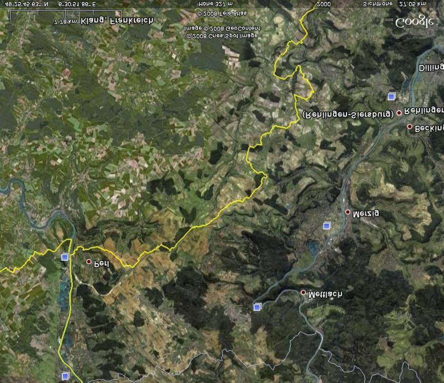 Karte 3: Die grenzüberschreitenden Vorkommen der Großen Hufeisennase in Saarland Lothringen - Luxemburg Winter- und