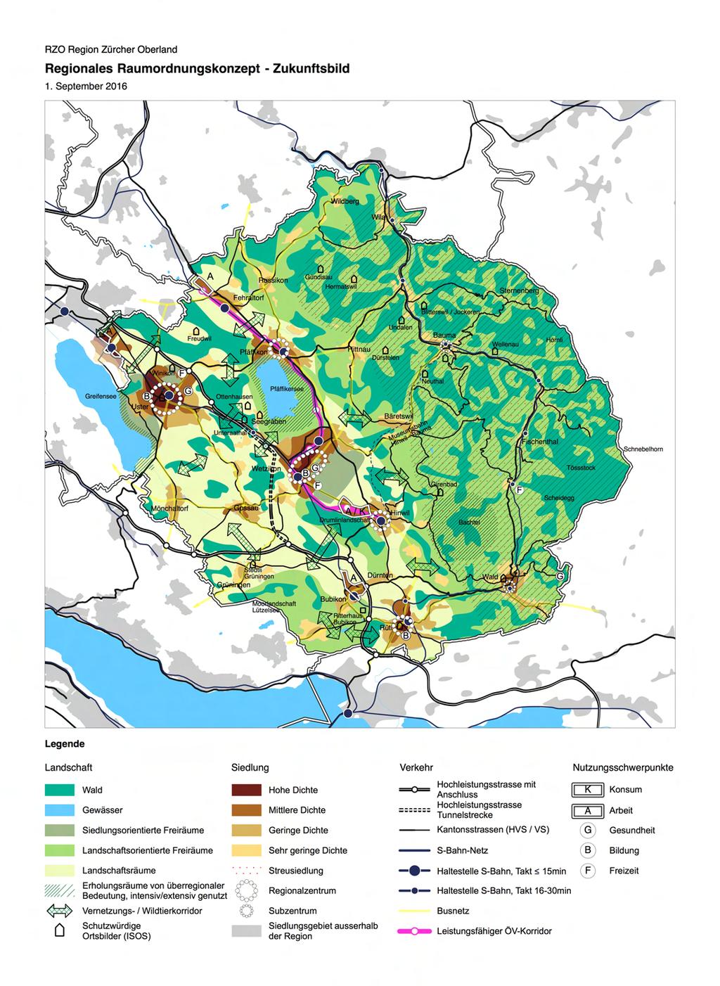 Abb. 1: Zukunftsbild 2030 der Region Zürcher Oberland Regionaler Richtplan