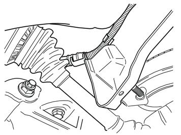 G2900155 9A Abbildung A Das Kabel über dem linken Spurhebel und der Antriebswelle und am Querstabilisator entlang zur rechten Querstabilisatoraufhängung an der rechten Seite der Karosserie verlegen.
