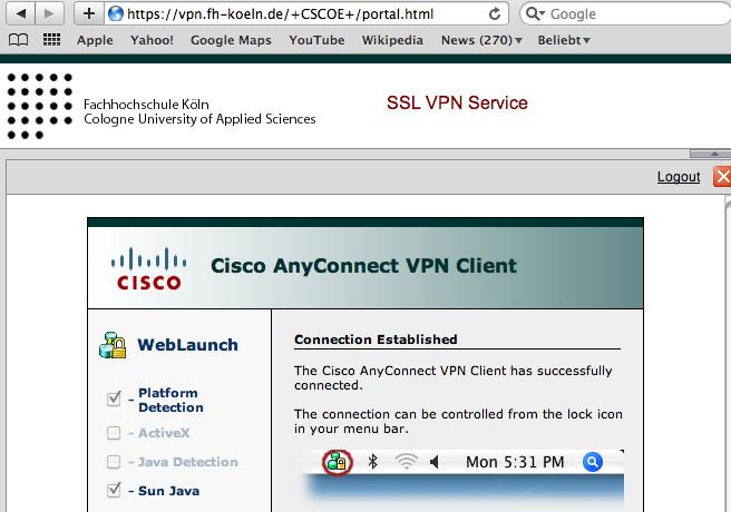 Nun installiert sich der Cisco AnyConnect VPN Client automatisch.