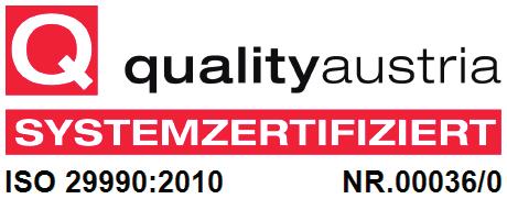Zertifizierung der Seibersdorf Academy ISO 29990:2010 Die Seibersdorf Academy ist seit Dezember 2015 nach ISO 29990:2010 zertifiziert.