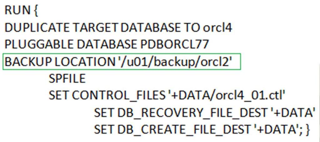 Backup-based Duplication Nur eine bestimmte PDB wird