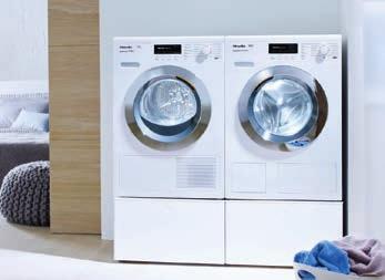 Side-by-side Miele Waschmaschinen und Wäschetrockner passen technisch und optisch perfekt zusammen.