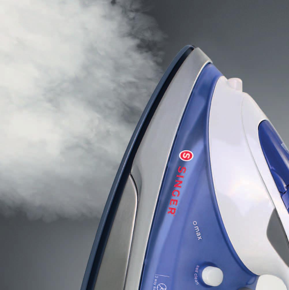 SINGER Das neue SINGER Dampfbügeleisen bietet Ihnen Spitzenleistung für die Wäschepflege zu Hause: 2200 W Leistung für
