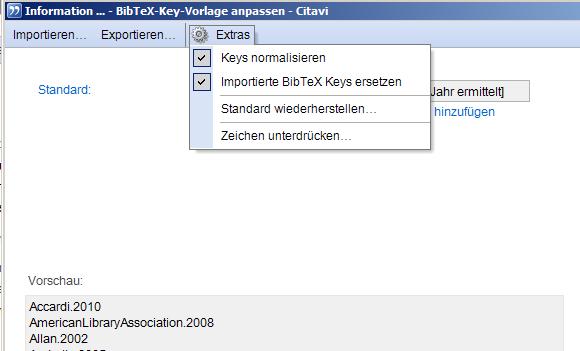 Citavi In Citavi wird der als BibTeX-Key bezeichnet automatisch erzeugt
