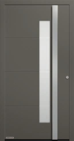 0,87 W/ (m² K)* Seitenteil MG 693 Motivglas Parsol grau mattiert (ESG) mit 3 klaren Streifen, 3-fach WSG Motiv 879 Abb: Vorzugsfarbe Quarzgrau RAL 7039,