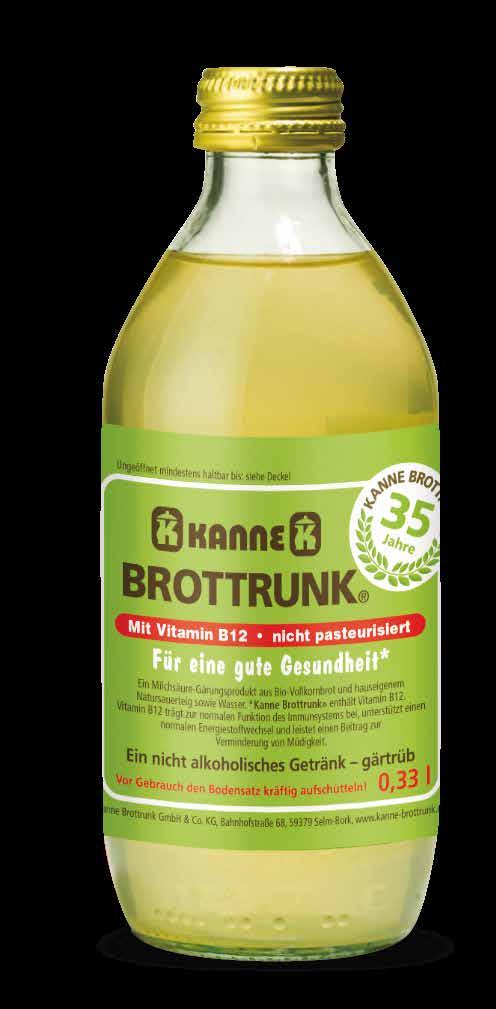 * enthält Vitamin B 12 und ist vegan. Wir empfehlen 450 ml Kanne Brottrunk täglich. Der Original Kanne Bio Brottrunk hat mehr oder weniger Bodensatz.
