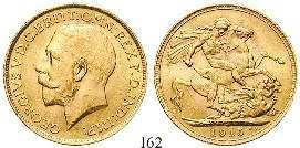 400. ss-vz/vz 340,- 161 George V., 1910-1936 Sovereign 1911. Gold. 7,32 g fein.