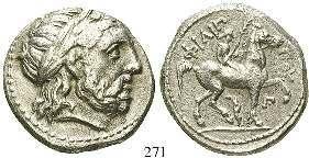 , darunter Krabbe / Pferd l., Pentagramm zw. den Beinen. HN Italy 2438. braun-grüne Patina. ss 320,- 274 Alexander III.