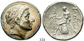 ss-vz 120,- 325 Seleukos II., 246-226 v.chr. Tetradrachme, Mzst. in der Kommagene. 16,70 g. Kopf r. mit Diadem / Apollo l.