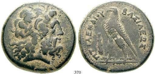 375 Ptolemaios VI., 180-145 v.chr. Bronze 180-170 v.chr., Alexandria. 11,66 g. Kopf des Zeus-Ammon r.