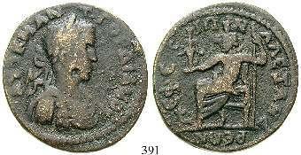 391 Gordianus III., 238-244 Bronze, Ephesus. 11,70 g. Drapierte und gepanzerte Büste mit Lorbeerkranz r. / Thronender Serapis l.