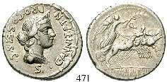 470 C. Annius und L. Fabius Hispaniensis, 82-81 v.chr. Denar, Rom. 3,98 g. Kopf der Anna Perenna r.