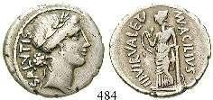 Druckstelle auf Stirn, f.vz 1.350,- 482 Cn. Pompeius Magnus und Terentius Varro, 49 v.chr. Denar 45 v.chr., Heeresmünzstätte. 2,65 g. Büste des Jupiter r.