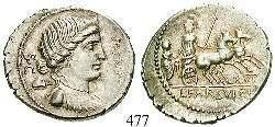 chr. Denar 75 v.chr., Rom. 3,94 g. Drapierte Büste der Libertas r.