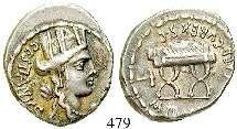 Plaetorius Cestianus, 67 v.chr. Denar 67 v.chr., Rom. 3,90 g. Büste der Cybele r.