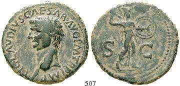 Schrötlingsfehler, ssvz/ss 500,- 504 Claudius I., 41-54 Me-Sesterz 41-50, Rom. 21,25 g. Kopf r.