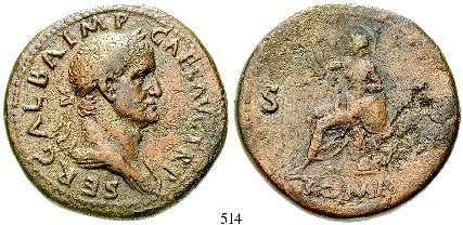 Arm auf Schild. RIC 241. schönes Portrait, dunkelbraune Patina. ss 1.500,- 520 Me-Dupondius 77-78, Lyon. 13,69 g.