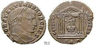 RIC 96. ss-vz 90,- 714 Constantinus I., 307-337 AE-Follis 22 mm 309-310, Lyon. 4,04 g. Drapierte und gepanzerte Büste r.