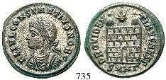 belegt, vz+ 150,- 735 Constantius II., Caesar, 324-337 AE-Follis 19 mm 325-326, Heraclea. 3,09 g. Drapierte Büste l.