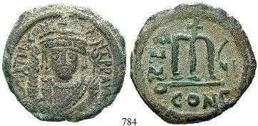 ss/ss+ 240,- 780 Cu-Decanummium (10 Nummi) 547-548, Jahr 21, Constantinopel. 4,58 g. Gepanzerte Büste r.