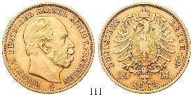 , 1888-1918 20 Mark 1889, A. Gold. J.250. Rdf.