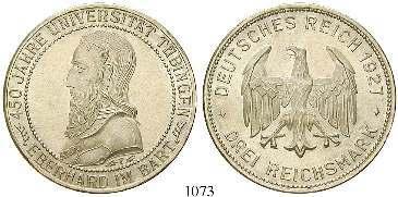 st 610,- 1074 3 Reichsmark 1927, F. Uni Tübingen. J.328.