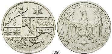 rdf., f.st 80,- 1089 3 Reichsmark 1929, A. Lessing. J.335.