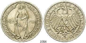 336. Rdf., ss 95,- 1079 5 Reichsmark 1927, F. Uni Tübingen. J.329.