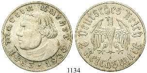 GEDENKPRÄGUNGEN 1134 2 Reichsmark 1933, A.